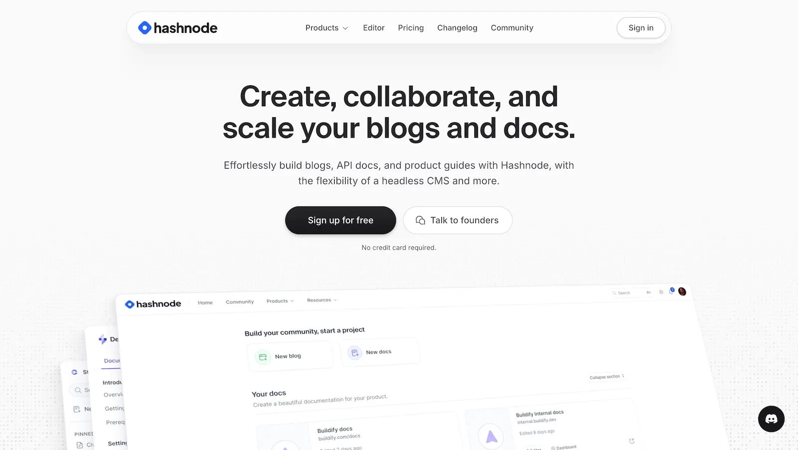 Hashnode homepage screenshot