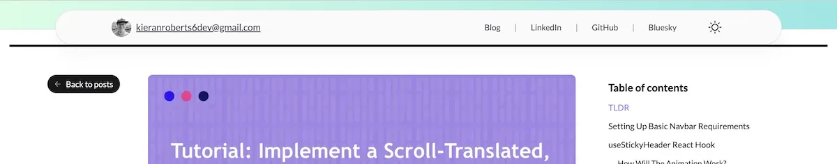 Scroll translated dynamic sticky navbar illustration